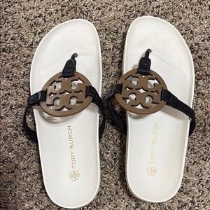 Tory Burch White and Brown Sandals